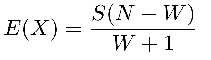 Expectation of NegHyperGeo = S(N-W)/(W+1)